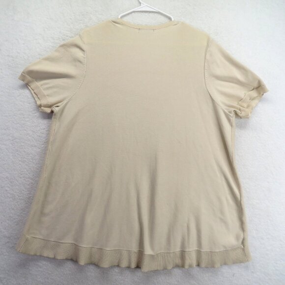 Lane Bryant Sweater Womens 18 20 Beige Short Sleeve Open Front Cardigan Layering - Picture 3 of 9